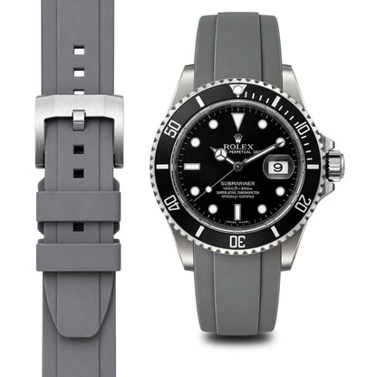 Curved End Rubber Strap for Rolex Submariner with Tang Buckle