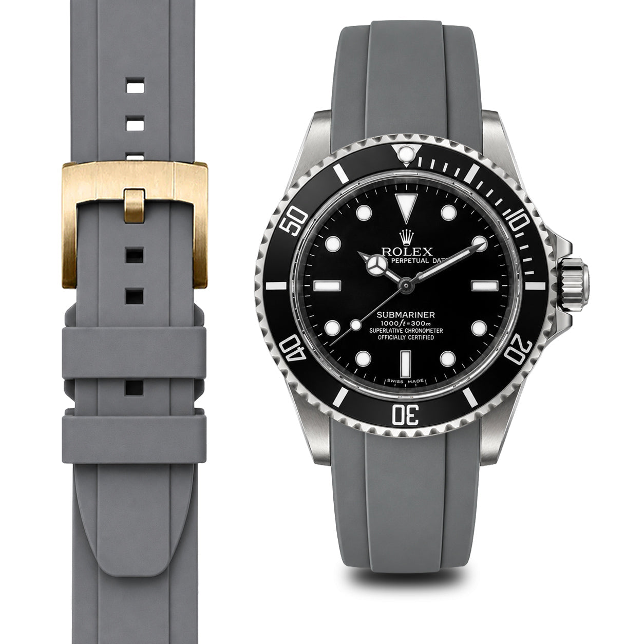 Curved End Rubber Strap for Rolex Submariner No-Date with Tang Buckle