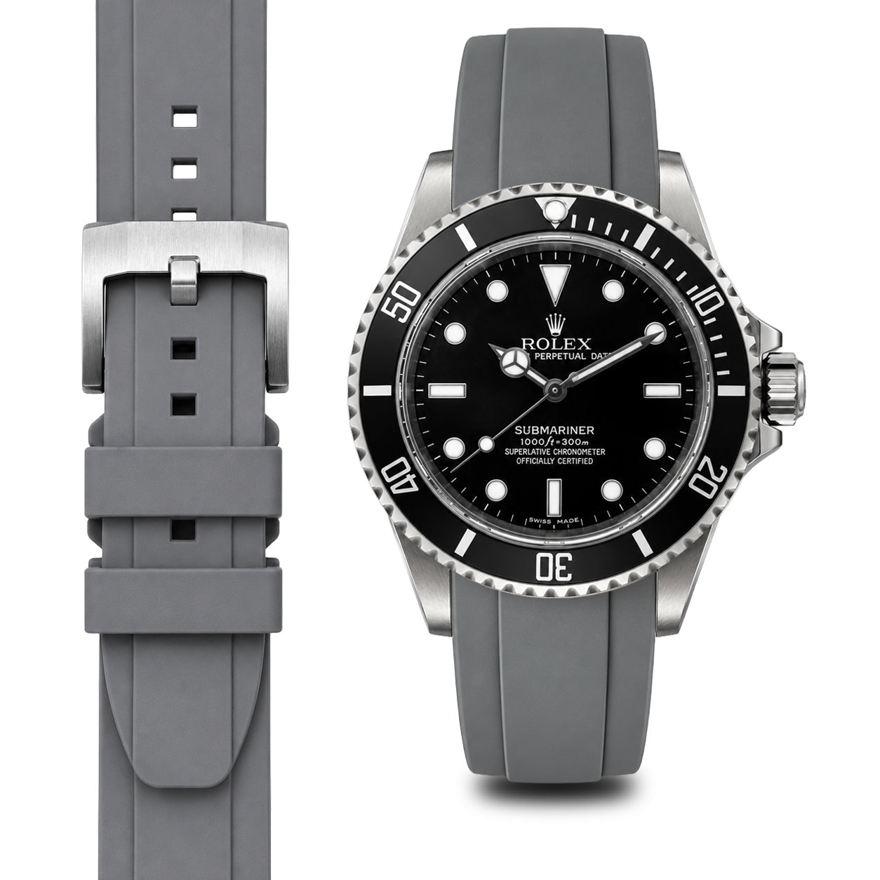 Curved End Rubber Strap for Rolex Submariner No-Date with Tang Buckle