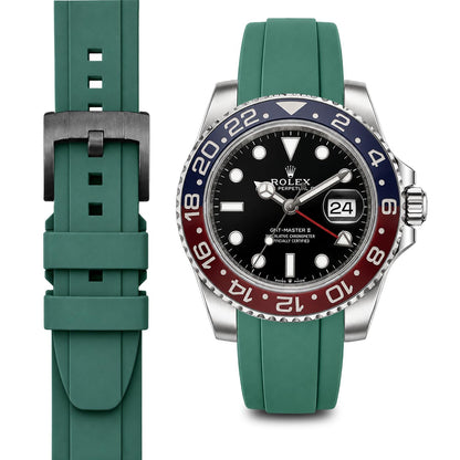 Curved End Rubber Strap for Rolex GMT Ceramic Jubilee with Tang Buckle