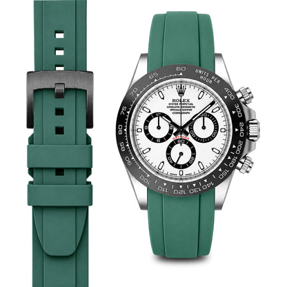 Curved End Rubber Strap for Rolex Ceramic Daytona with Tang Buckle