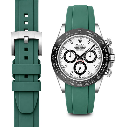 Curved End Rubber Strap for Rolex Ceramic Daytona with Tang Buckle