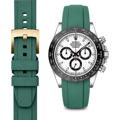 Curved End Rubber Strap for Rolex Ceramic Daytona with Tang Buckle