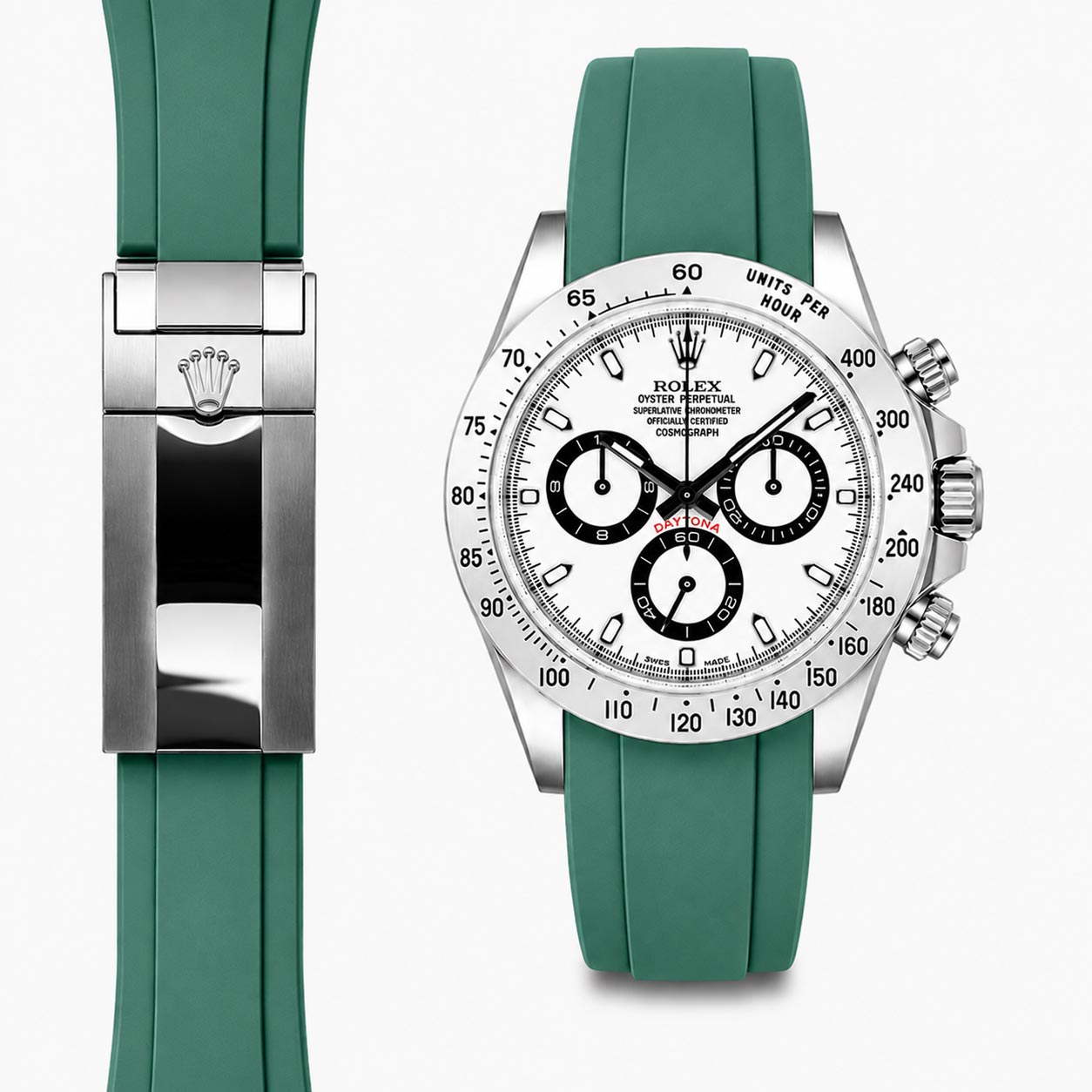 Curved End Rubber Strap for Rolex Daytona Deployant