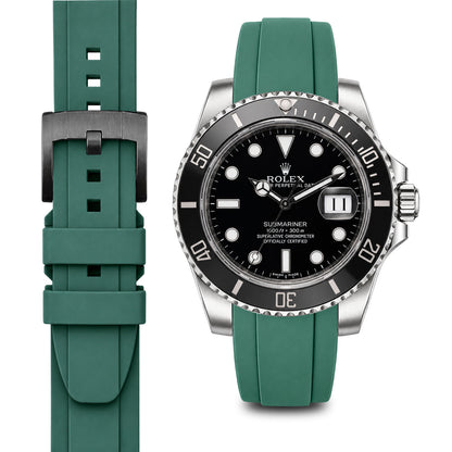 Curved End Rubber Strap for Rolex Submariner Ceramic with Tang Buckle