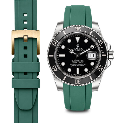 Curved End Rubber Strap for Rolex Submariner Ceramic with Tang Buckle