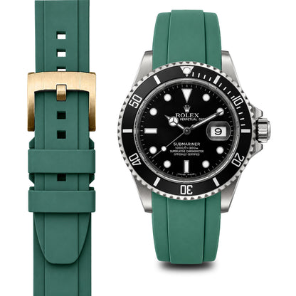Curved End Rubber Strap for Rolex Submariner with Tang Buckle