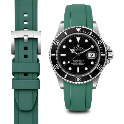 Curved End Rubber Strap for Rolex Submariner with Tang Buckle