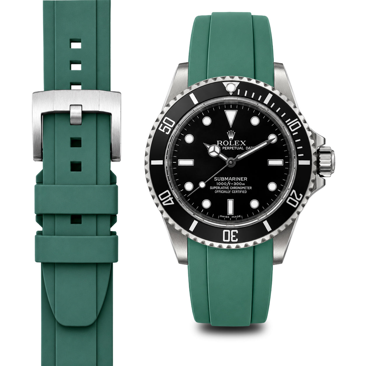 Curved End Rubber Strap for Rolex Submariner No-Date with Tang Buckle