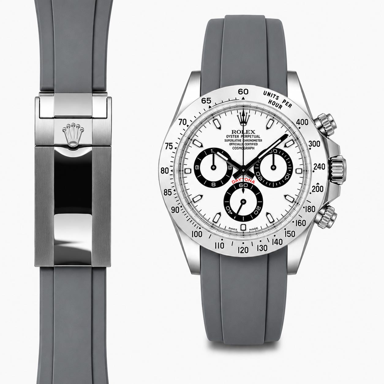 Curved End Rubber Strap for Rolex Daytona Deployant