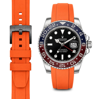Curved End Rubber Strap for Rolex GMT Ceramic Jubilee with Tang Buckle