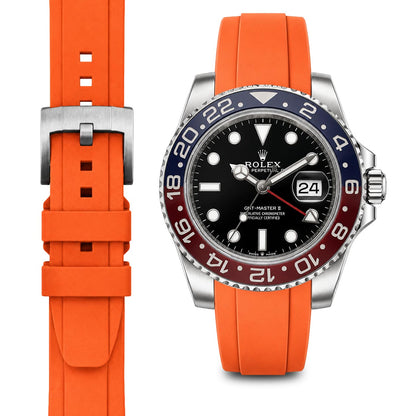 Curved End Rubber Strap for Rolex GMT Ceramic Jubilee with Tang Buckle