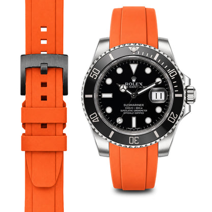 Curved End Rubber Strap for Rolex Submariner Ceramic with Tang Buckle
