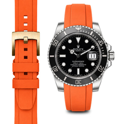Curved End Rubber Strap for Rolex Submariner Ceramic with Tang Buckle