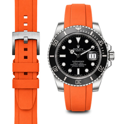 Curved End Rubber Strap for Rolex Submariner Ceramic with Tang Buckle