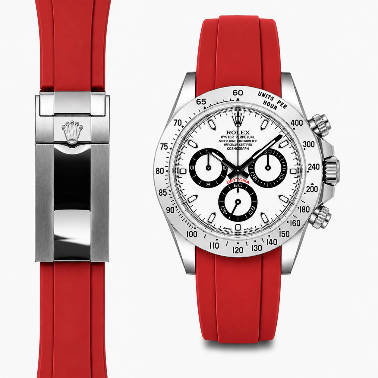 Curved End Rubber Strap for Rolex Daytona Deployant