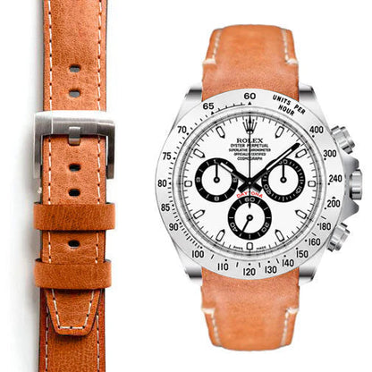 Curved End Leather Strap for Rolex Daytona with Tang Buckle