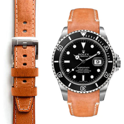 Curved End Leather Strap for Rolex Submariner with Tang Buckle