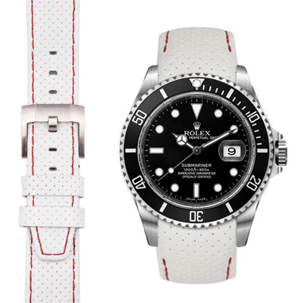 Curved End Racing Leather Strap for Rolex Submariner with Tang Buckle