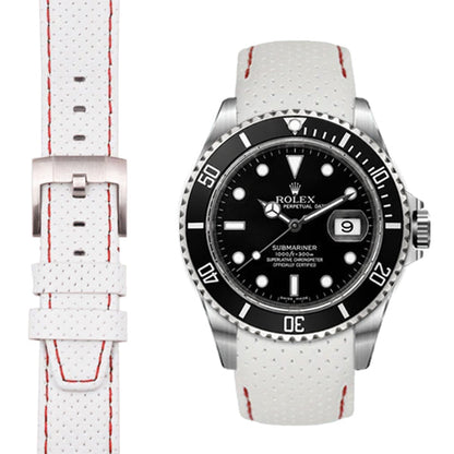 Curved End Racing Leather Strap for Rolex Submariner with Tang Buckle