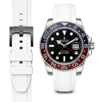 Curved End Rubber Strap for Rolex GMT Ceramic Jubilee with Tang Buckle