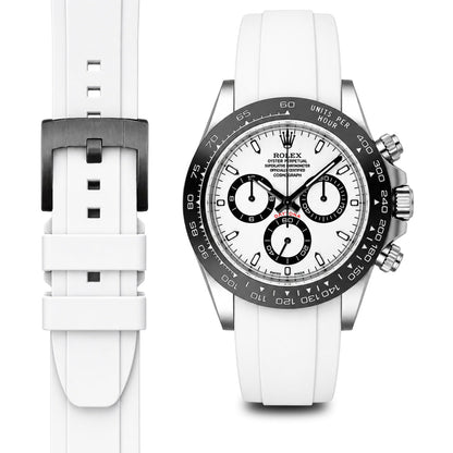 Curved End Rubber Strap for Rolex Ceramic Daytona with Tang Buckle