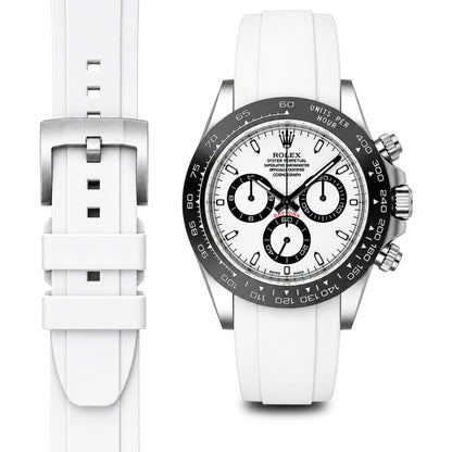 Curved End Rubber Strap for Rolex Ceramic Daytona with Tang Buckle