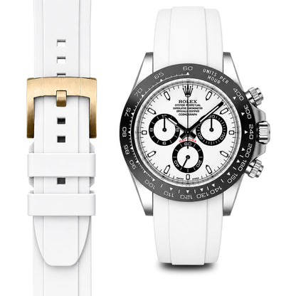 Curved End Rubber Strap for Rolex Ceramic Daytona with Tang Buckle