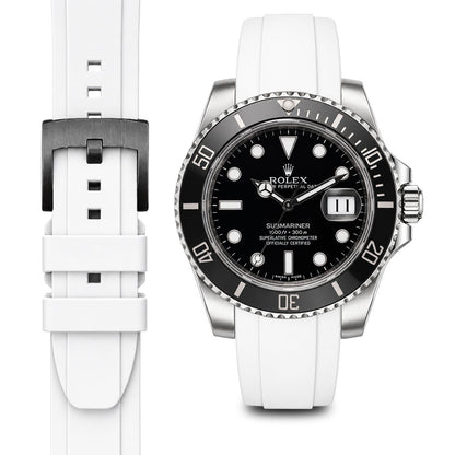 Curved End Rubber Strap for Rolex Submariner Ceramic with Tang Buckle