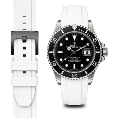 Curved End Rubber Strap for Rolex Submariner with Tang Buckle