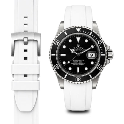 Curved End Rubber Strap for Rolex Submariner with Tang Buckle