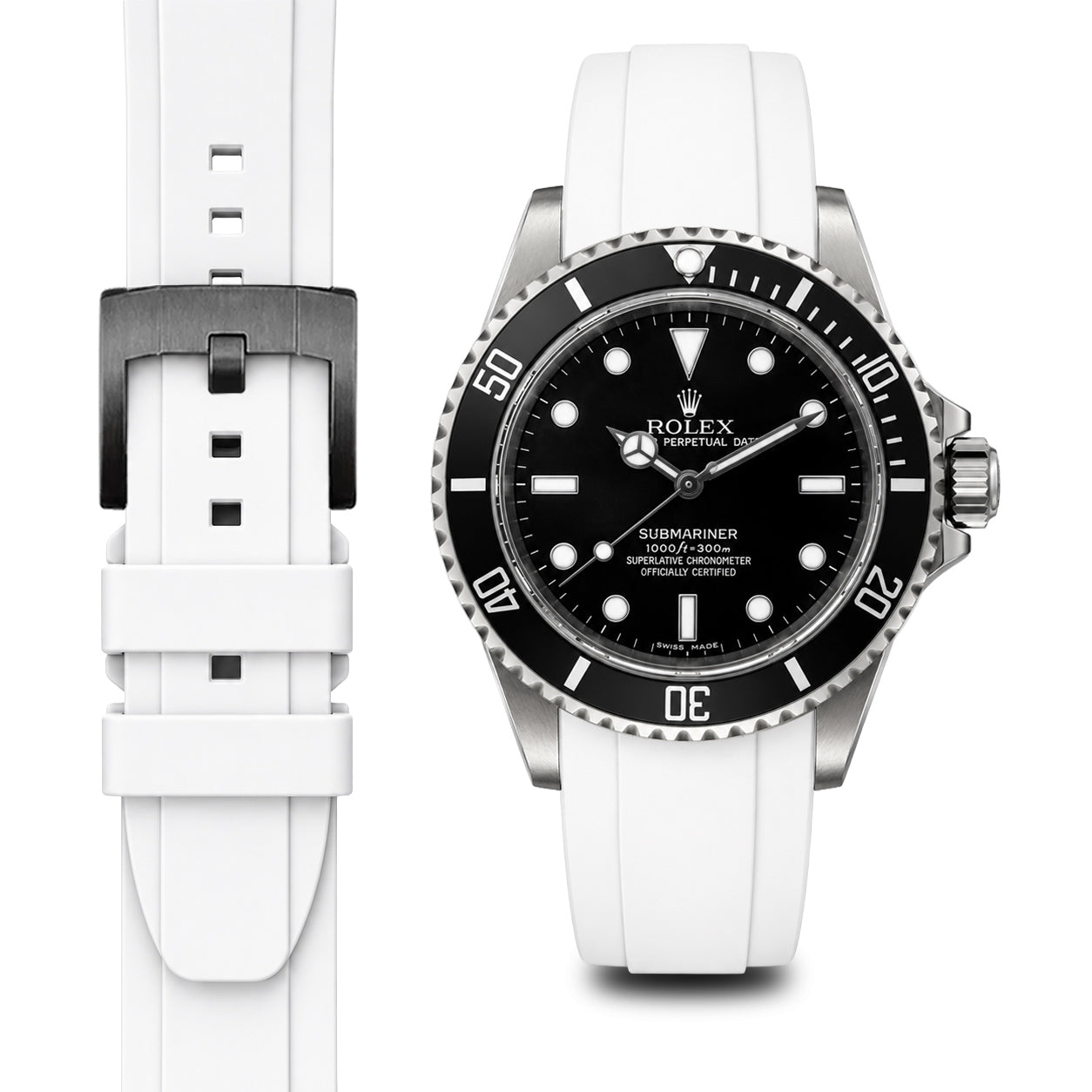 Curved End Rubber Strap for Rolex Submariner No-Date with Tang Buckle