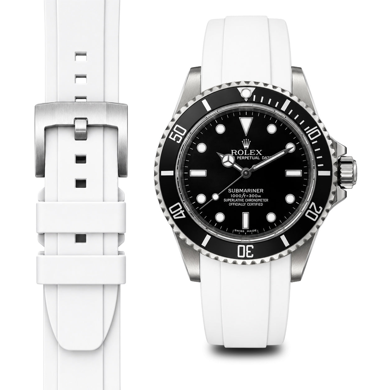 Curved End Rubber Strap for Rolex Submariner No-Date with Tang Buckle