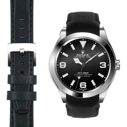 Curved End Leather Strap for Rolex Explorer I with Tang Buckle