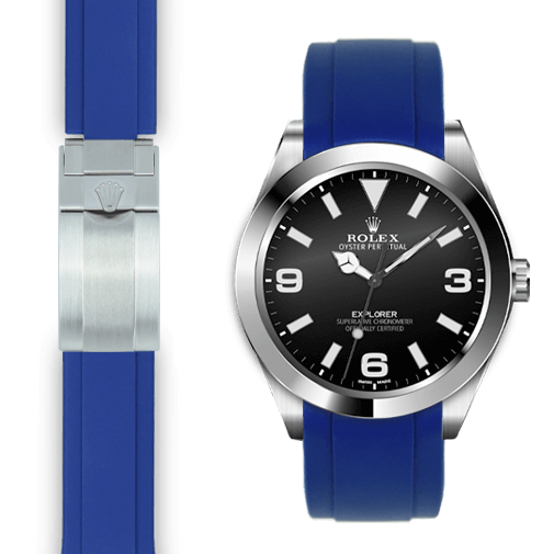 Curved End Rubber Strap for Rolex Explorer I Deployant