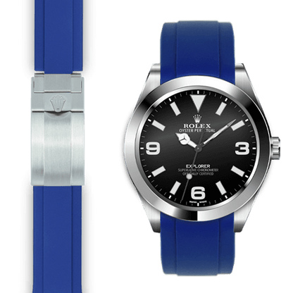 Curved End Rubber Strap for Rolex Explorer I Deployant