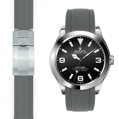 Curved End Rubber Strap for Rolex Explorer I Deployant