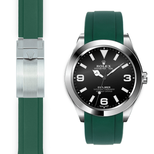 Curved End Rubber Strap for Rolex Explorer I Deployant