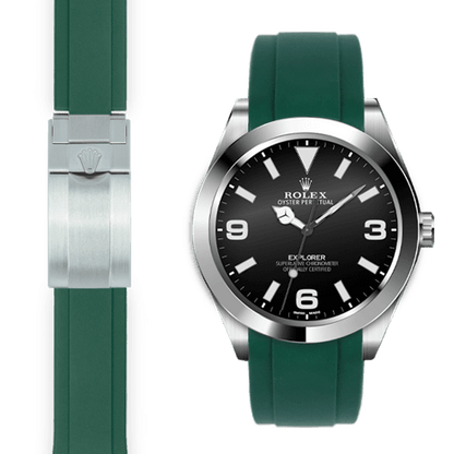 Curved End Rubber Strap for Rolex Explorer I Deployant