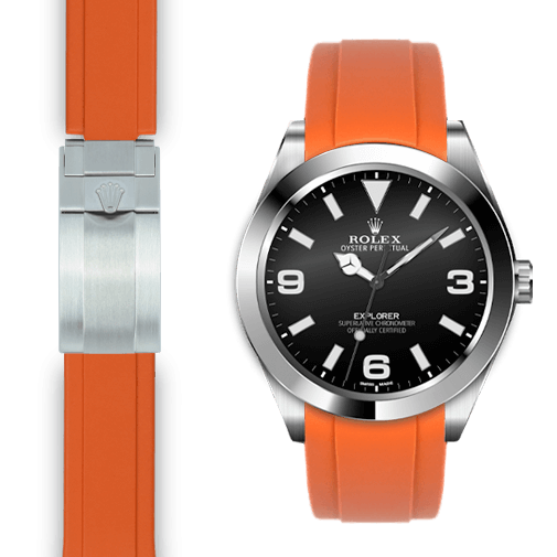 Curved End Rubber Strap for Rolex Explorer I Deployant