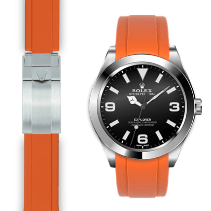 Curved End Rubber Strap for Rolex Explorer I Deployant