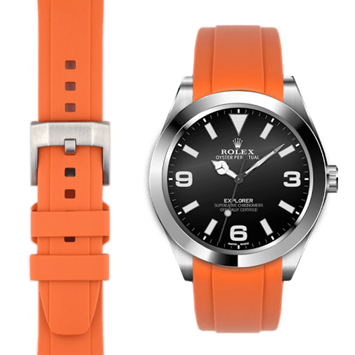 Curved End Rubber Strap for Rolex Explorer I with Tang Buckle
