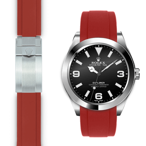 Curved End Rubber Strap for Rolex Explorer I Deployant