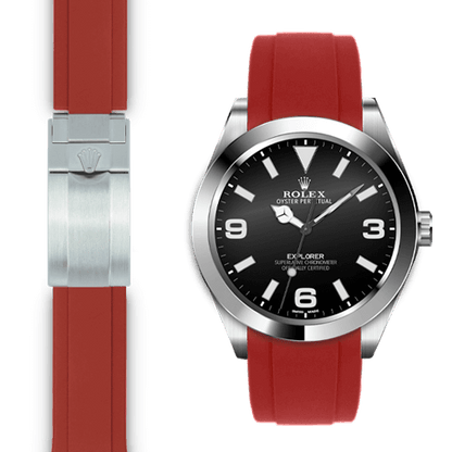 Curved End Rubber Strap for Rolex Explorer I Deployant