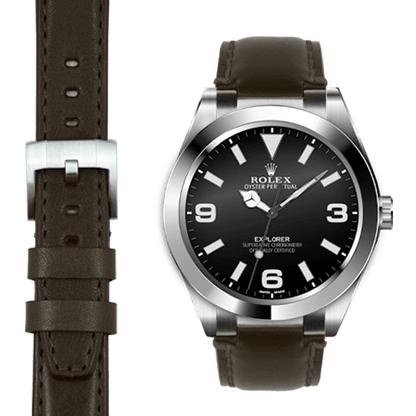 Steel End Link Leather Strap for Rolex Explorer I with Tang Buckle