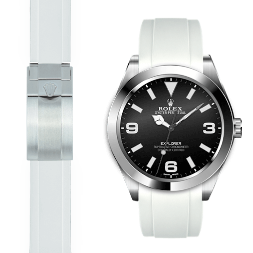 Curved End Rubber Strap for Rolex Explorer I Deployant