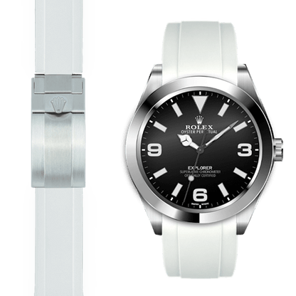Curved End Rubber Strap for Rolex Explorer I Deployant