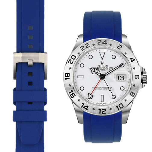 Curved End Rubber Strap for Rolex Explorer II with Tang Buckle