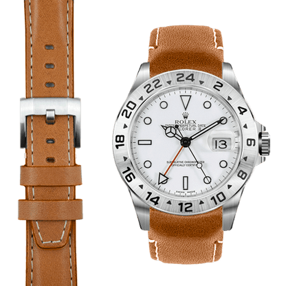 Curved End Leather Strap for Rolex Explorer II with Tang Buckle