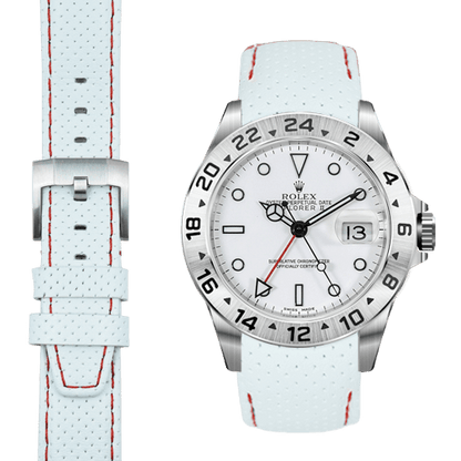 Curved End Racing Leather Strap for Rolex Explorer II with Tang Buckle